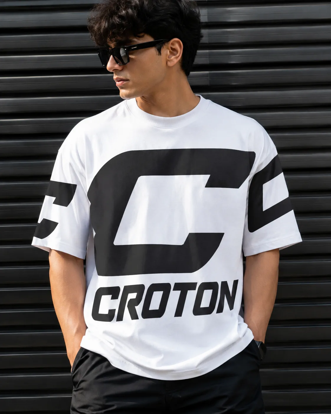 CROTON Casual T-Shirt — white with bold black CROTON graphic