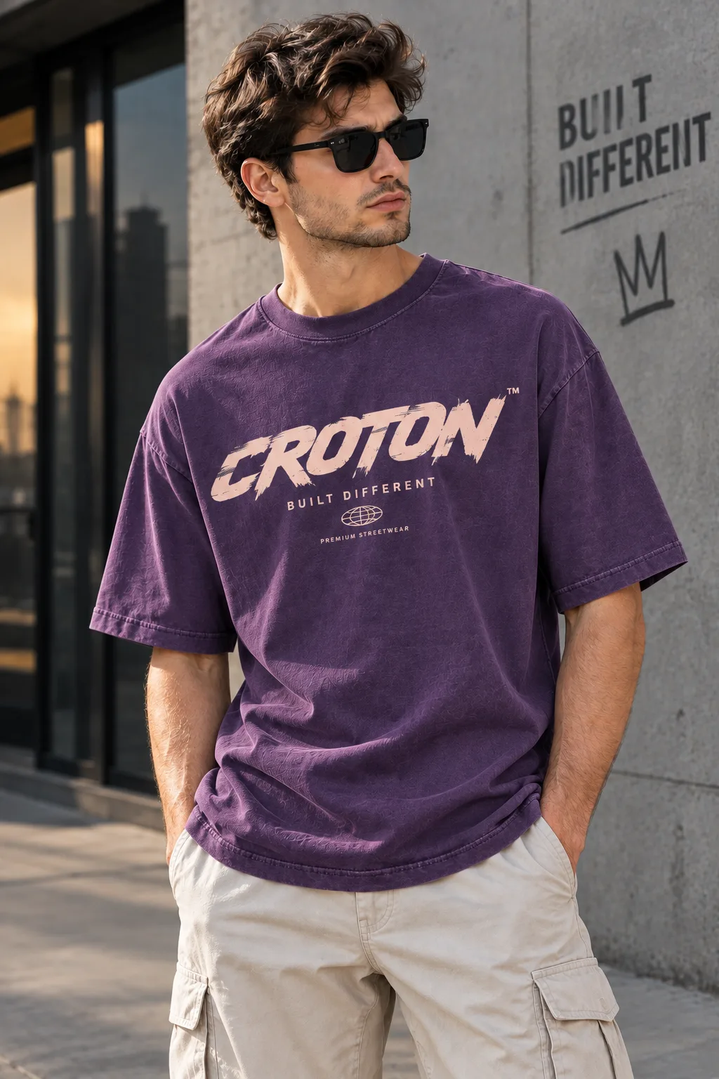 CROTON Oversized T-Shirt in purple — front